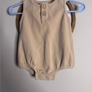 Mebie baby Neutral Beige Baby bubble with Wooden Buttons 0-3 m